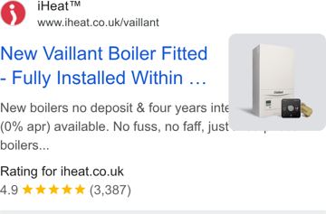 iHeat ad — New Vaillant boiler fully installed, no deposit, 0% finance