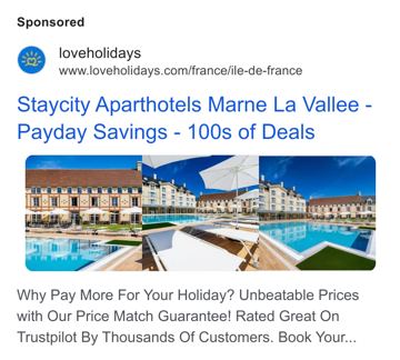 loveholidays ad — Unbeatable prices with price match guarantee