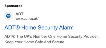 ADT ad — UK's Number One Home Security Provider