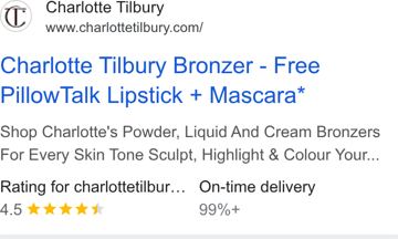 Charlotte Tilbury ad — Buy bronzer, get free PillowTalk lipstick and mascara