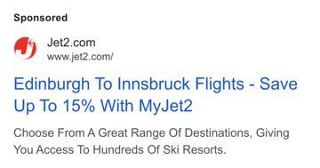 Jet2 ad — Save up to 15% on flights with MyJet2