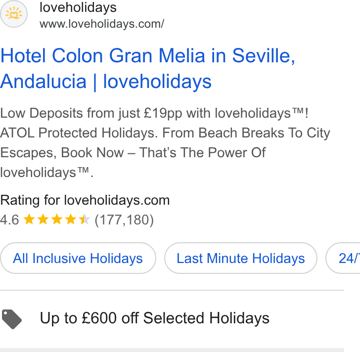 loveholidays ad — Low deposits from just £19pp, ATOL protected holidays