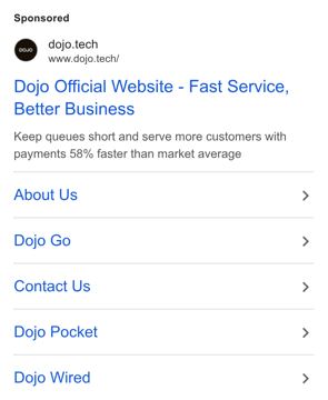 Dojo ad — payments 58% faster than market average