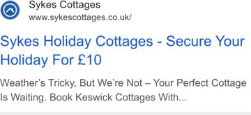 Sykes Cottages ad — Secure your holiday cottage for just £10