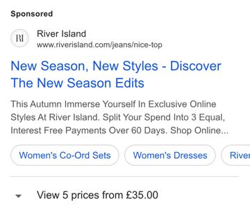 River Island ad — Discover the new season edits at River Island