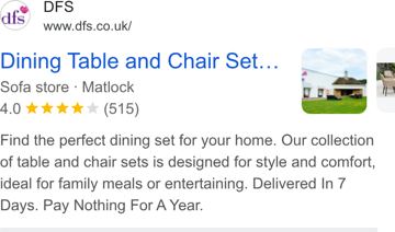 DFS ad — Find the perfect dining set for your home