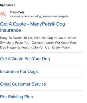 ManyPets ad — Easy switch to ManyPets with no cover gap