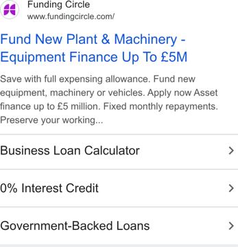 Funding Circle ad — Fund plant & machinery; up to £5M finance