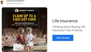 Compare the Market ad — Claim up to £2,400 gift card when buying life insurance