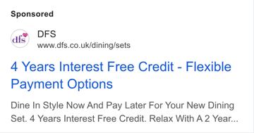 DFS ad — 4 Years Interest Free Credit Flexible Payment
