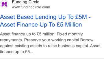 Funding Circle ad — Asset finance up to £5 million