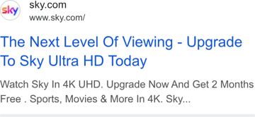 Sky ad — Upgrade to 4K UHD, get 2 months free