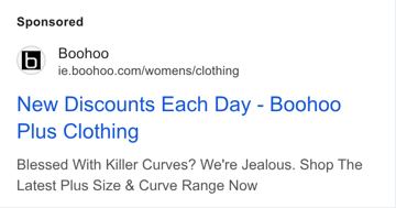 Boohoo ad — New Discounts Each Day for Plus Sizes