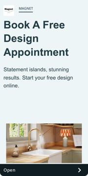 Magnet ad — Book a free design appointment for statement islands