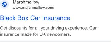 Marshmallow ad — Get discounts, car insurance for UK newcomers