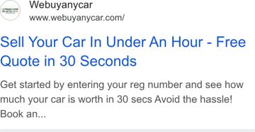We Buy Any Car ad — Sell Your Car In Under An Hour Free
