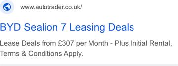Auto Trader ad — Lease deals from £307 per month