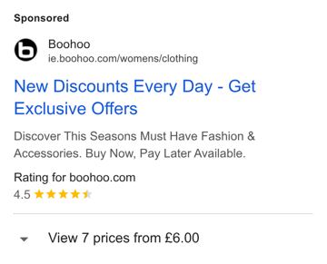 Boohoo ad — New Discounts Every Day Get Exclusive Offers