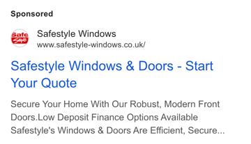 Safestyle ad — Secure doors with low deposit finance