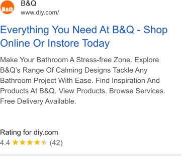 B&Q ad — Bathroom solutions with free delivery available