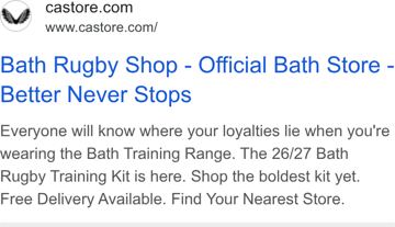 Castore ad — Official Bath Rugby Training Kit — boldest kit yet