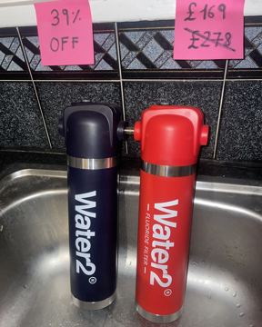 Water2 ad — Best tasting filtered water, 39% off, Bear Grylls approved