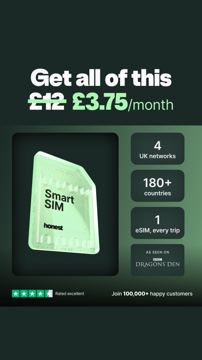Honest Mobile ad — Get Smart SIM for £3.75/month, down from £12