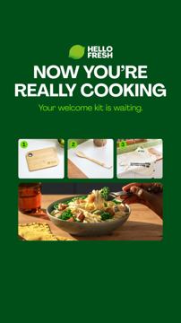 HelloFresh ad — Get 50% off and a free gift in first three boxes