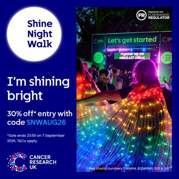 Cancer Research UK ad — Shine bright, support cancer research