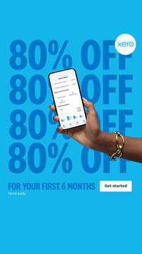 Xero ad — 80% off Xero for your first 6 months