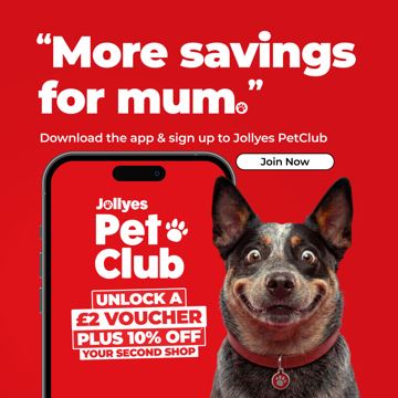 Jollyes ad — Join PetClub for a £2 voucher plus 10% off