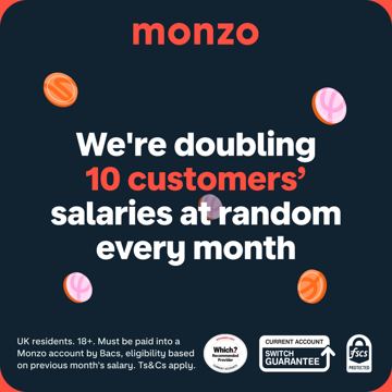 Monzo ad — Get your salary paid into Monzo for a chance to win double payday