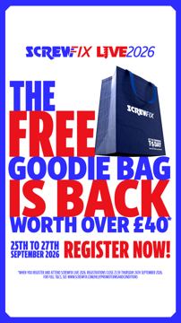 Screwfix ad — Free goodie bag worth over £40 when you register