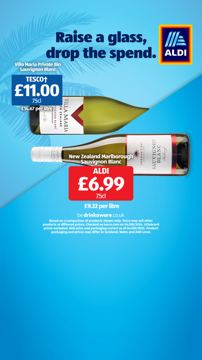 Aldi ad — Raise a glass, drop the spend — Aldi £6.99