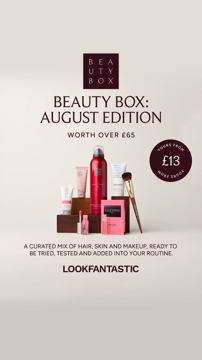 LookFantastic ad — Beauty box worth over £65, yours from £13
