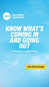 Xero ad — Know your cash flow — 80% off for 6 months