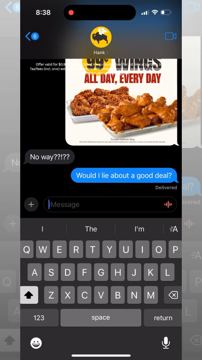 Wild ad — 99 cent wings all day every day at Buffalo Wild Wings