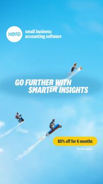 Xero ad — Go further with smarter insights — 80% off for 6 months