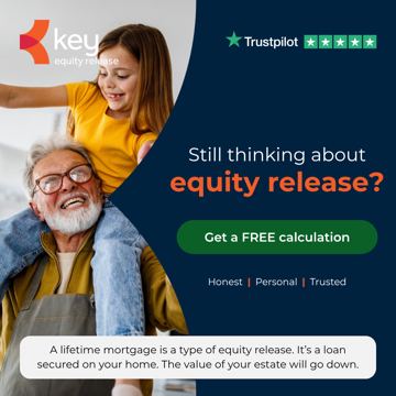 Key Equity Release ad — Free equity release calculator shows what your home could release